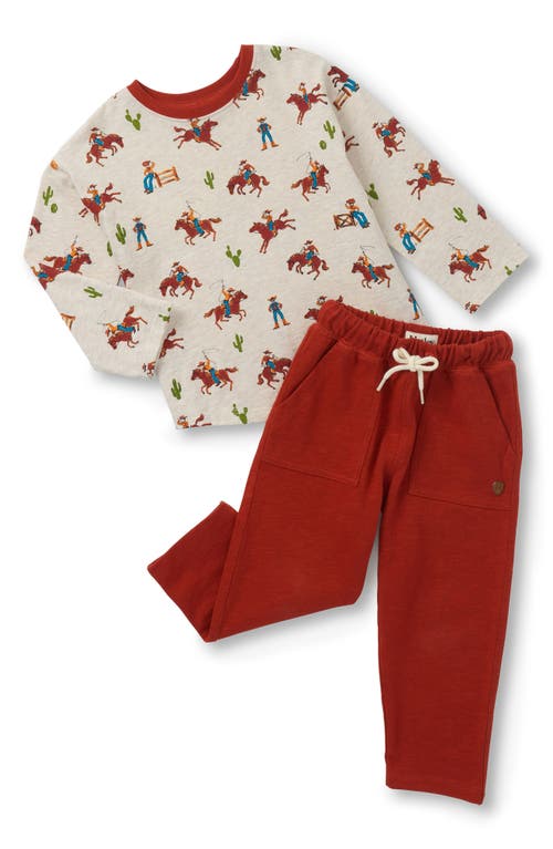 Hatley On The Ranch Print Long Sleeve T-shirt & Sweatpants Set In Red