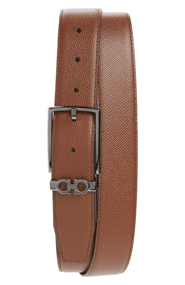 FERRAGAMO Reversible Leather Belt, Main, color, Radica Tan / Nero