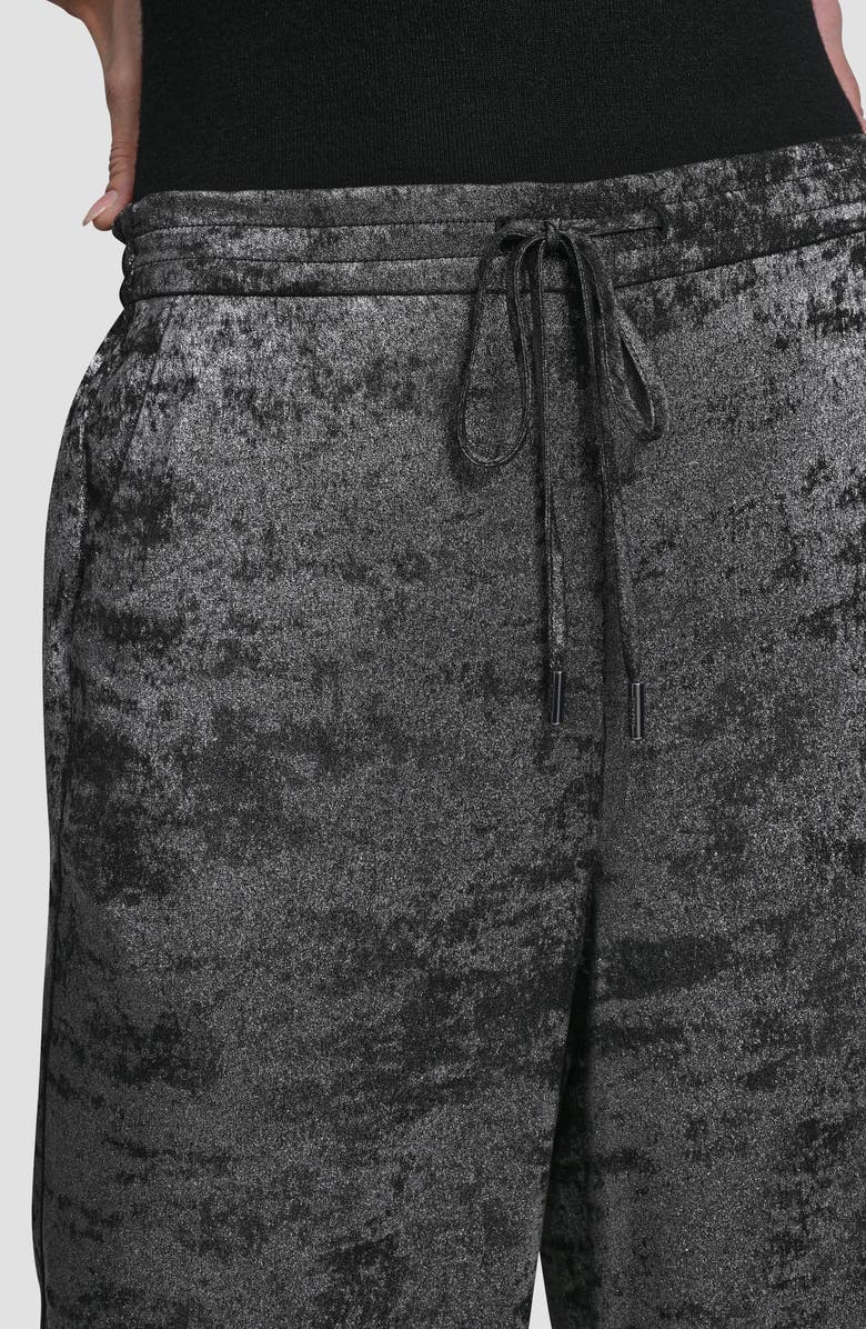 DKNY Wide Leg Liquid Velvet Pants, Alternate, color, Silver