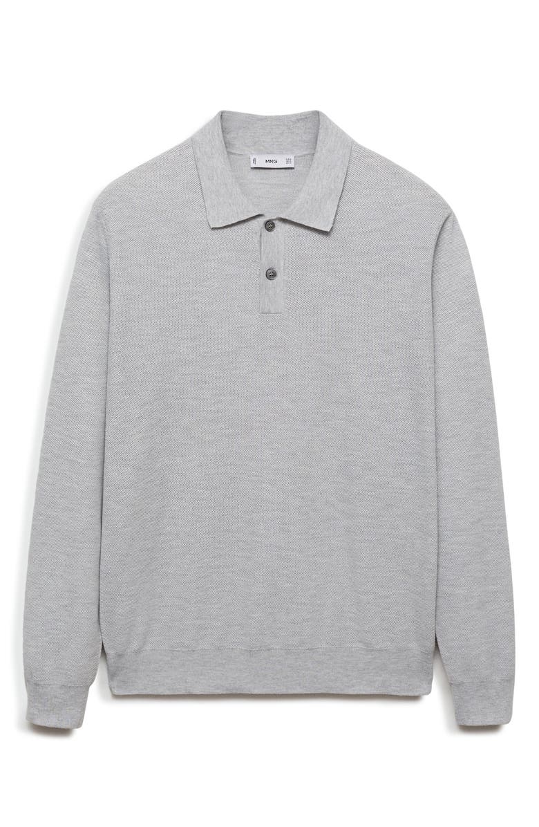 MANGO Structured Long Sleeve Polo Top, Alternate, color, 