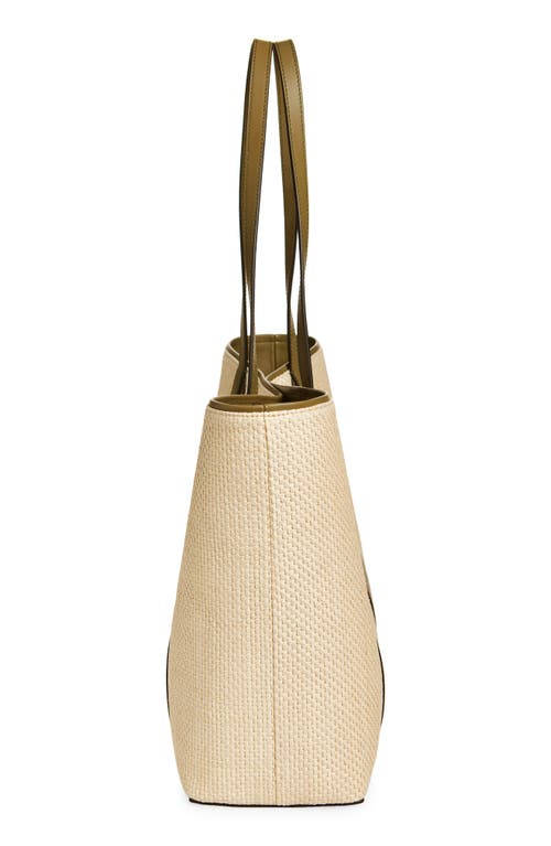 Mulberry Bayswater Raffia & Leather Tote In Linen Green/natural