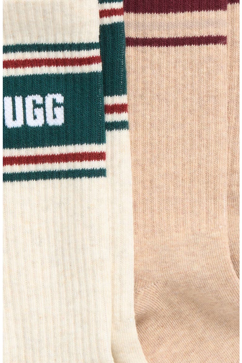 Jedlyn Varsity 2-Pack Crew Socks, Alternate, color, IVORY/TAN