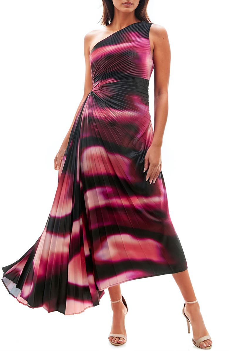 navy blue dress for baby girl Socialite Print Asymmetric Hem Pleated Maxi Dress