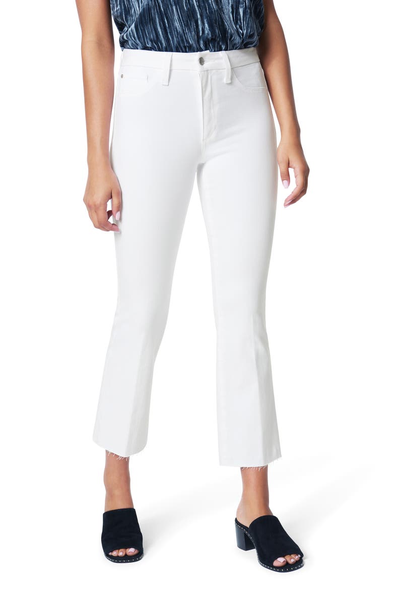 The Hi Honey High Waist Raw Hem Crop Bootcut Jeans, Main, color, WHITE