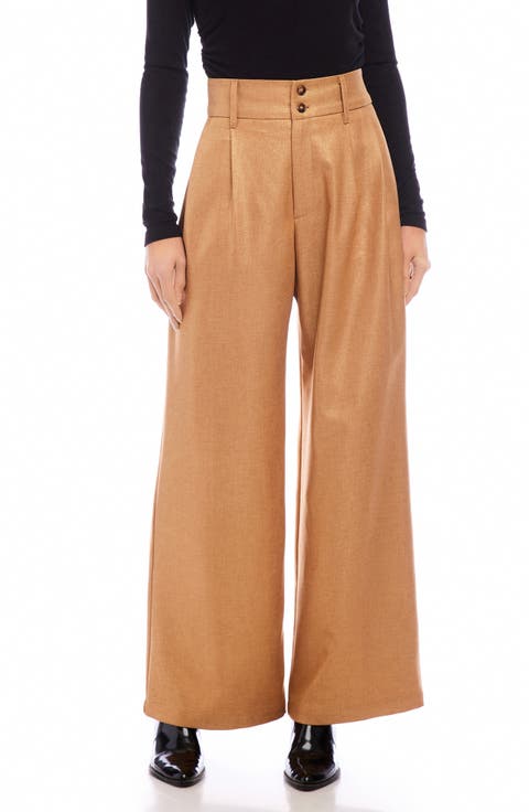 【Anyone more】Star Detail Wide Pants ee:some Mineral Washed Pleated Wide Leg Pants in Denim