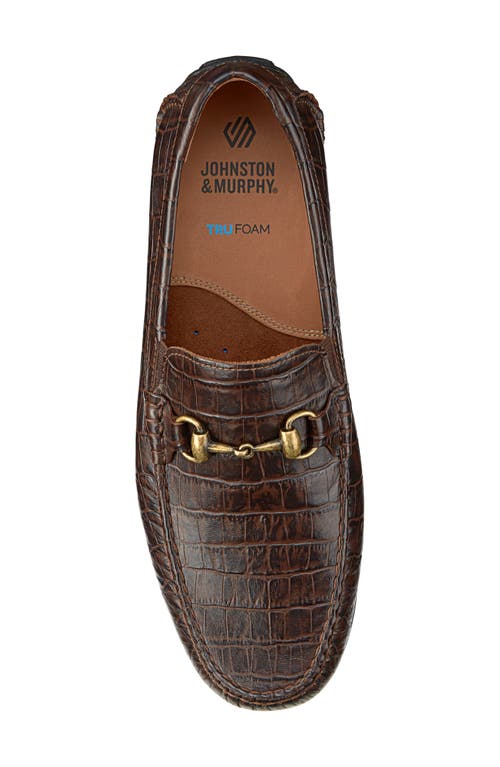 Johnston & Murphy Cort 2.0 Bit Loafer In Dark Brown Croc Embossed
