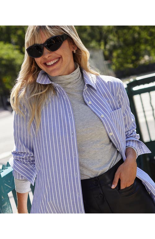 Lands' End Lightweight Jersey Skimming Long Sleeve Turtleneck In Gray
