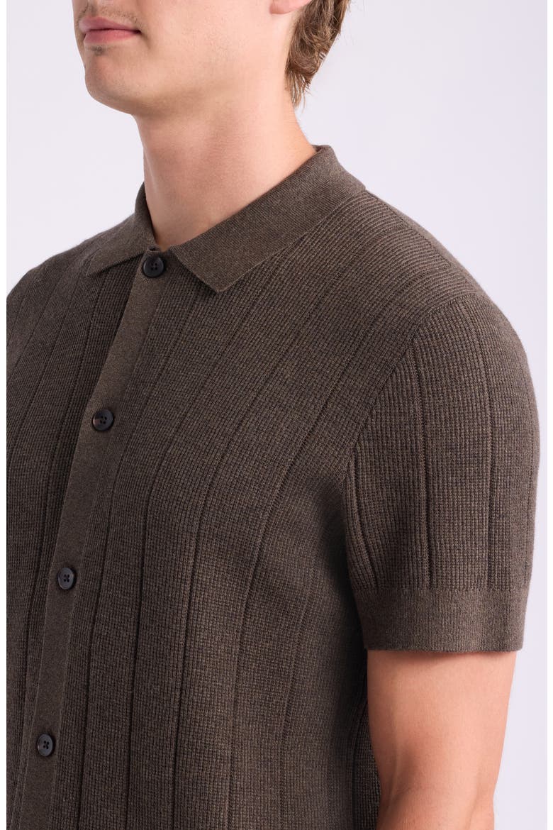 Cotton & Cashmere Short Sleeve Cardigan, Alternate, color, BROWN DESERT HEATHER