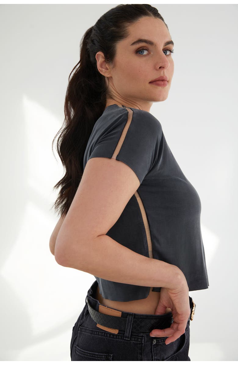 KADA The Cupro Infinity Tee Crop, Main, color, Ink