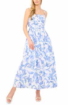 Pleated Back Cutout Cotton Maxi Sundress