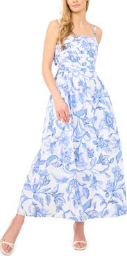 Halogen® Pleated Back Cutout Cotton Maxi Sundress