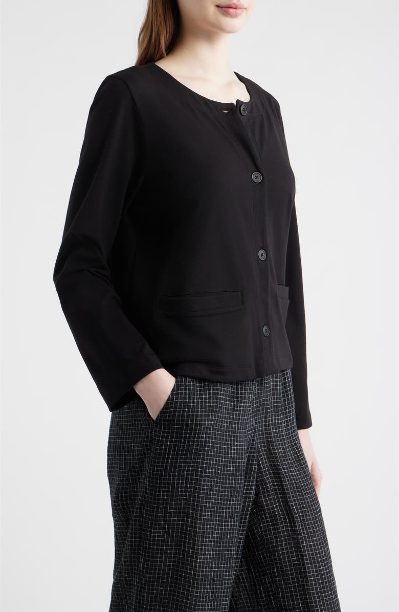 Eileen Fisher Stretch Organic Cotton Jacket, Alternate, color, Black