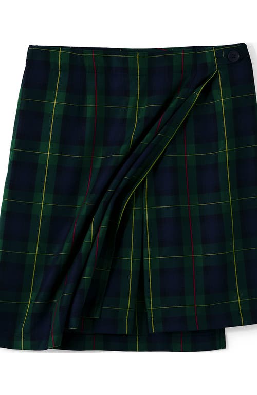 Lands' End School Uniform Plaid A Line Tab Skort Top Of Knee In Multi