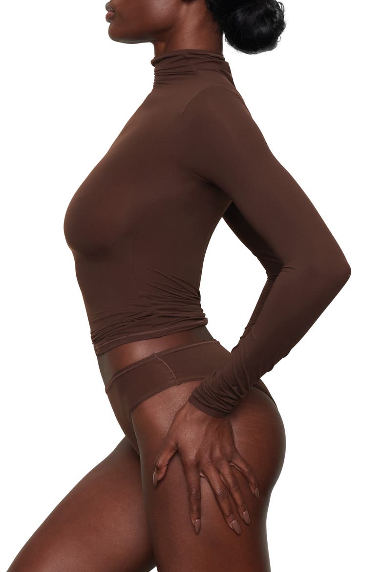 Fits Everybody Funnel Neck Top, Alternate, color, COCOA