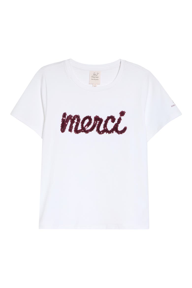 Merci Ruffle Shrunken Graphic Tee, Alternate, color, WHITE/ BLACK CHERRY