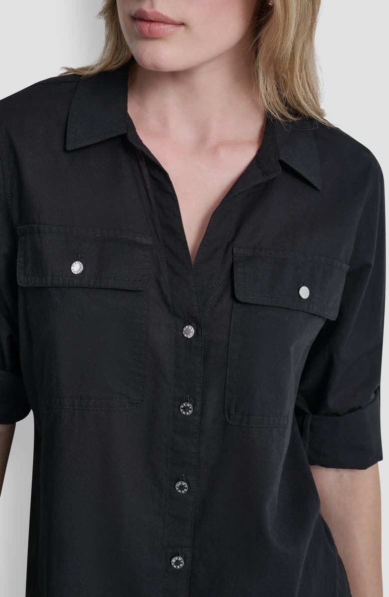 DKNY Short Sleeve Roll Tab Shirt, Alternate, color, Black