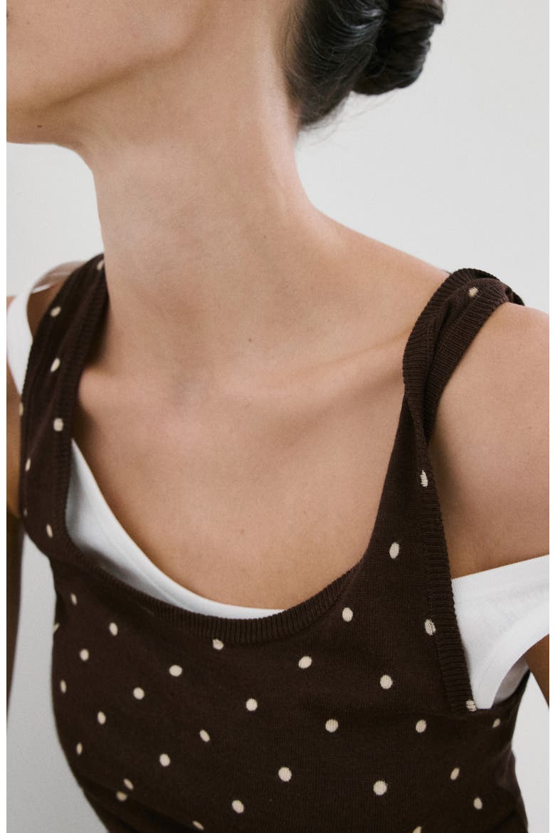 Polka Dot Knit Top, Alternate, color, CHOCOLATE