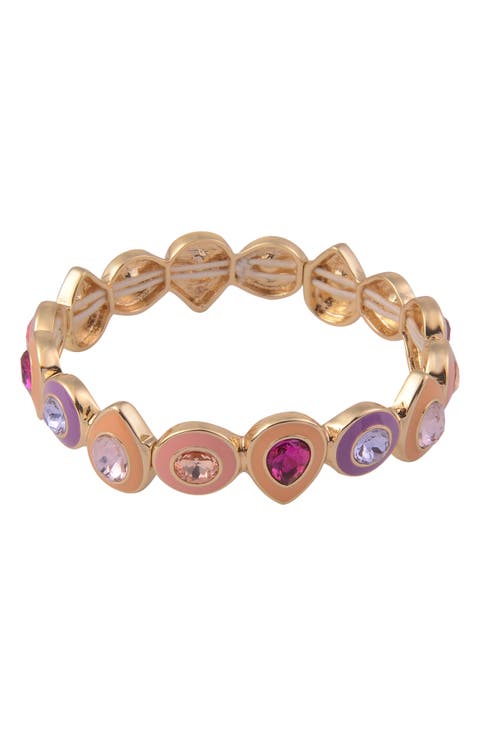 Multicolor Crystal & Enamel Stretch Bracelet
