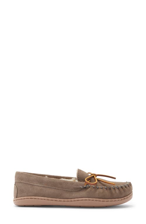 Minnetonka Suede Faux Fur Slipper In Nude