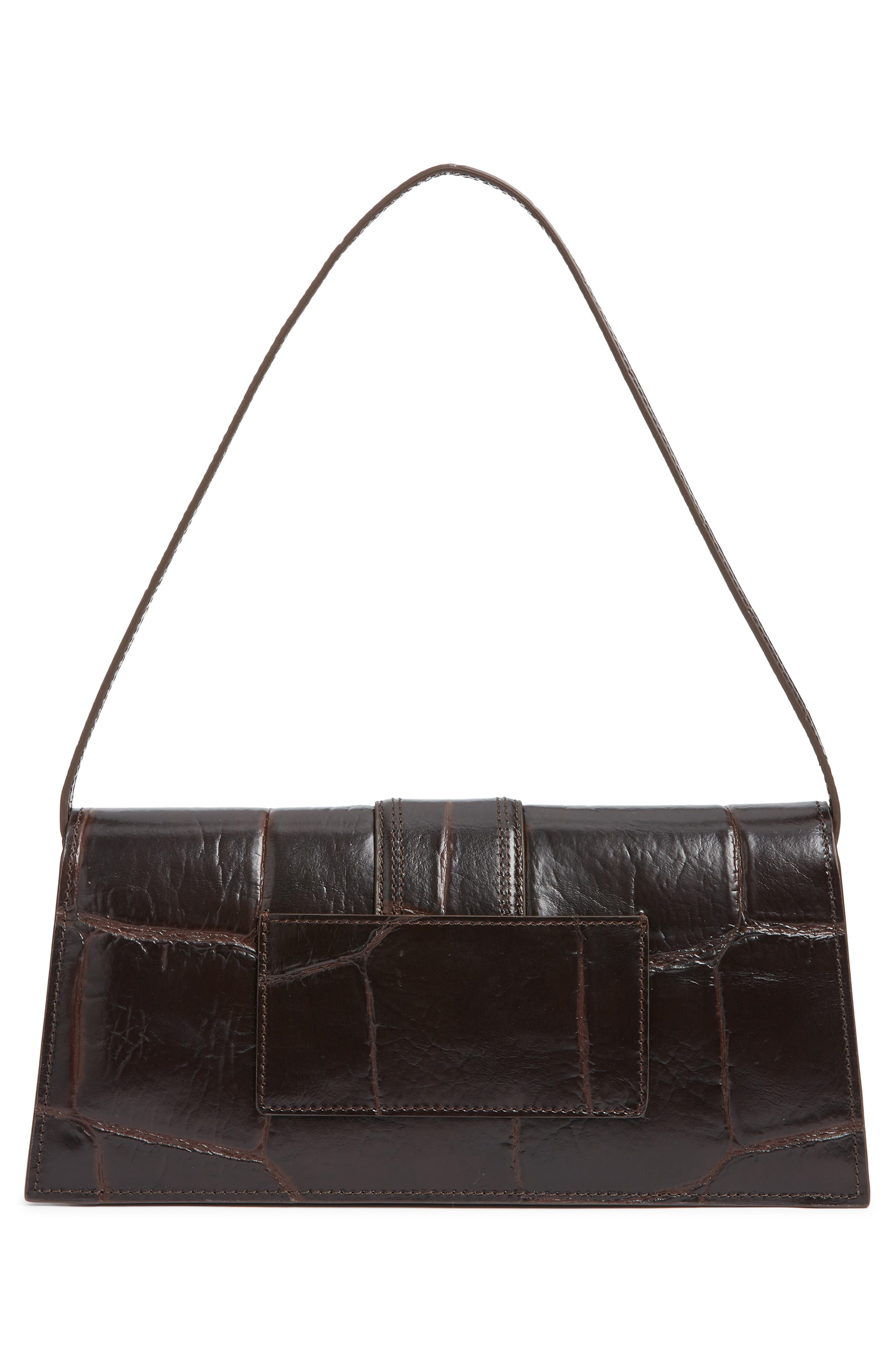 Jacquemus Le Bambino Croc Embossed Leather Shoulder Bag, Alternate, color, Dark Brown 880