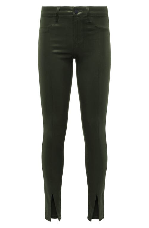 L Agence Womens High Rise Split Ankle Skinny Jeans In Army Coated