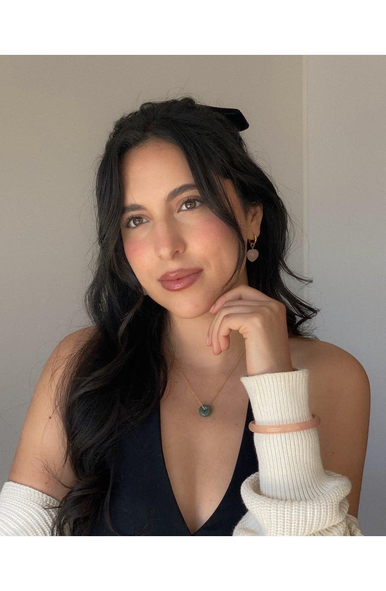 seree Blush Skinny Pink Skinny Round Jade Stone Bangle, Alternate, color, Pink