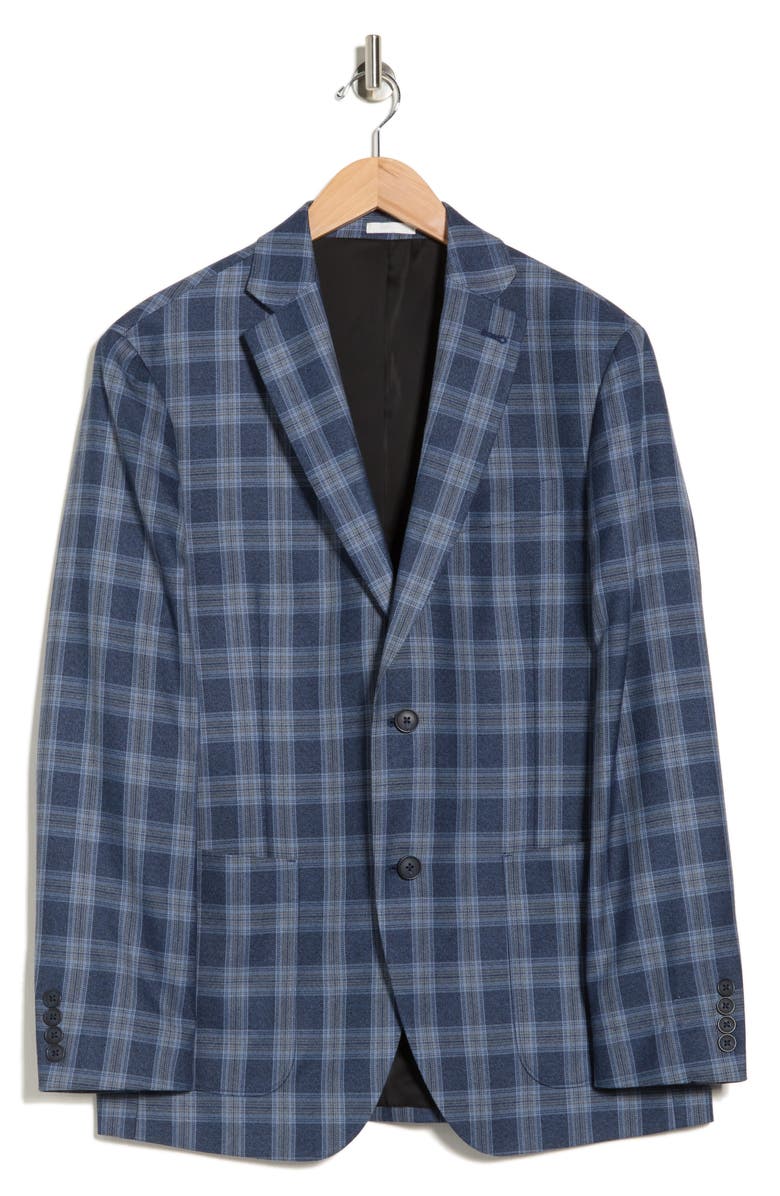 NORDSTROM RACK Mari Plaid Notch Lapel Sport Coat, Alternate, color, Grey- Blue Mari Plaid