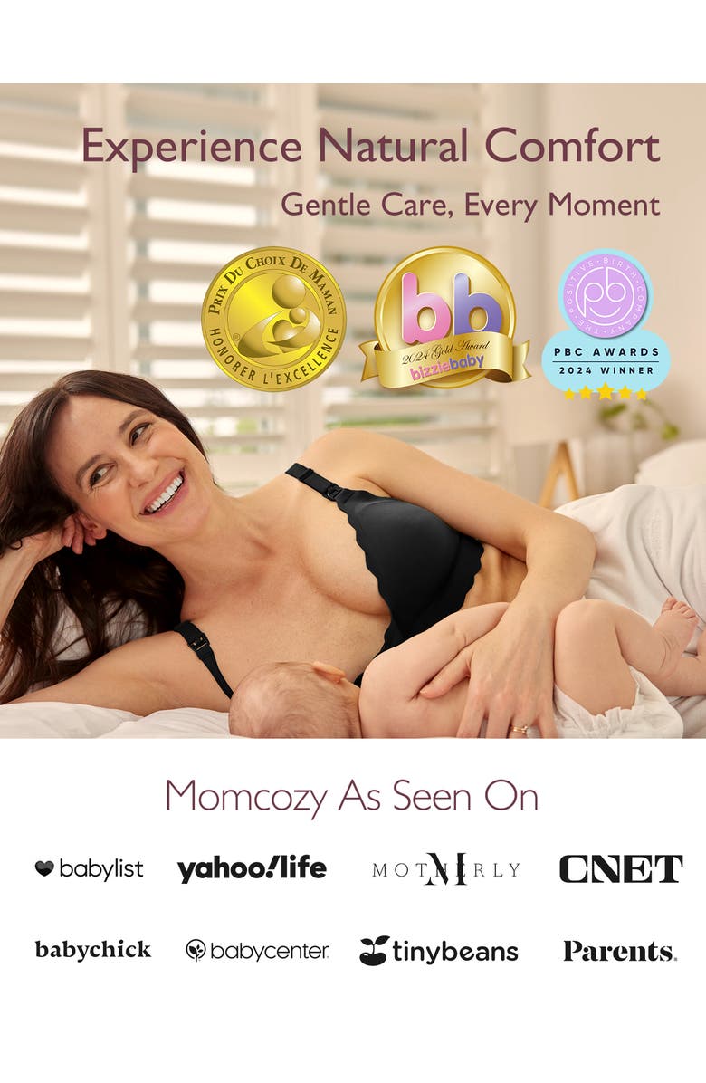 Momcozy YN46 Floral Nursing Bra, Alternate, color, Black