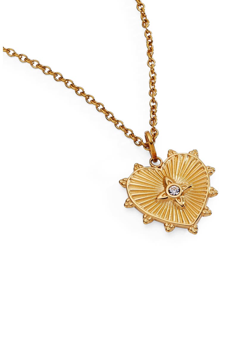 Heart Starburst Pendant Necklace, Alternate, color, Gold