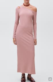 MANGO TEEN Cutout One-Shoulder Long Sleeve Dress
