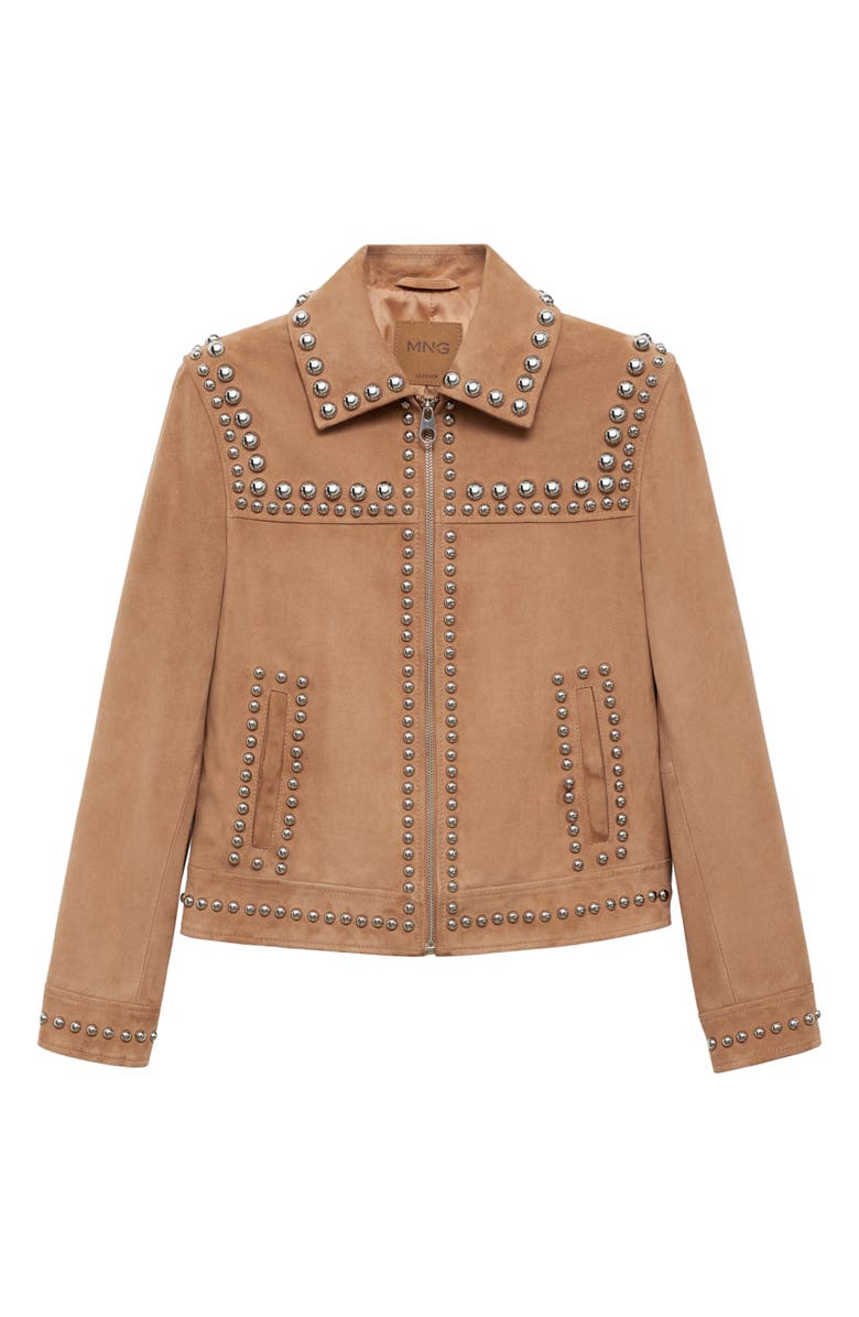MANGO Ashley Studded Leather Jacket, Main, color, 