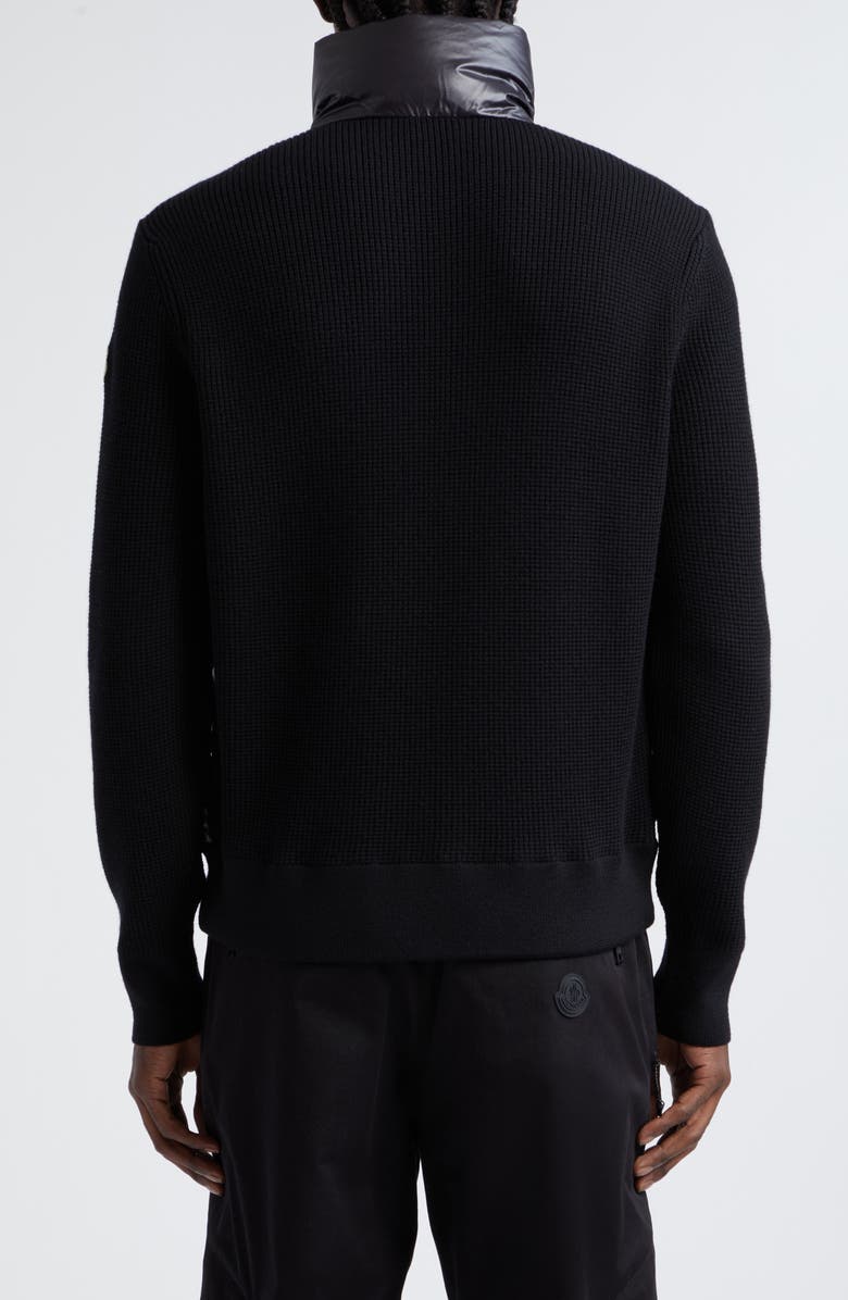 Moncler Quilted Mixed Media Down & Wool Cardigan, Alternate, color, 