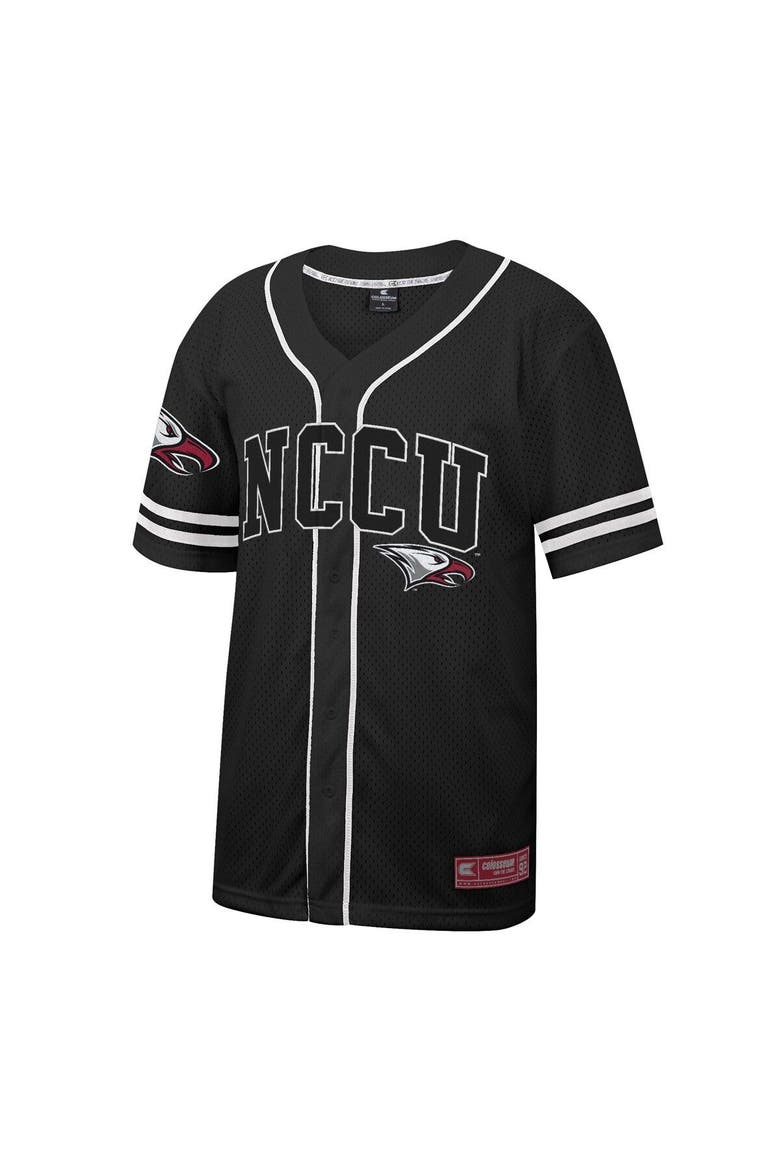 Men's Colosseum Black North Carolina Central Eagles Free Spirited Mesh Button-Up Baseball Jersey, Alternate, color, Black