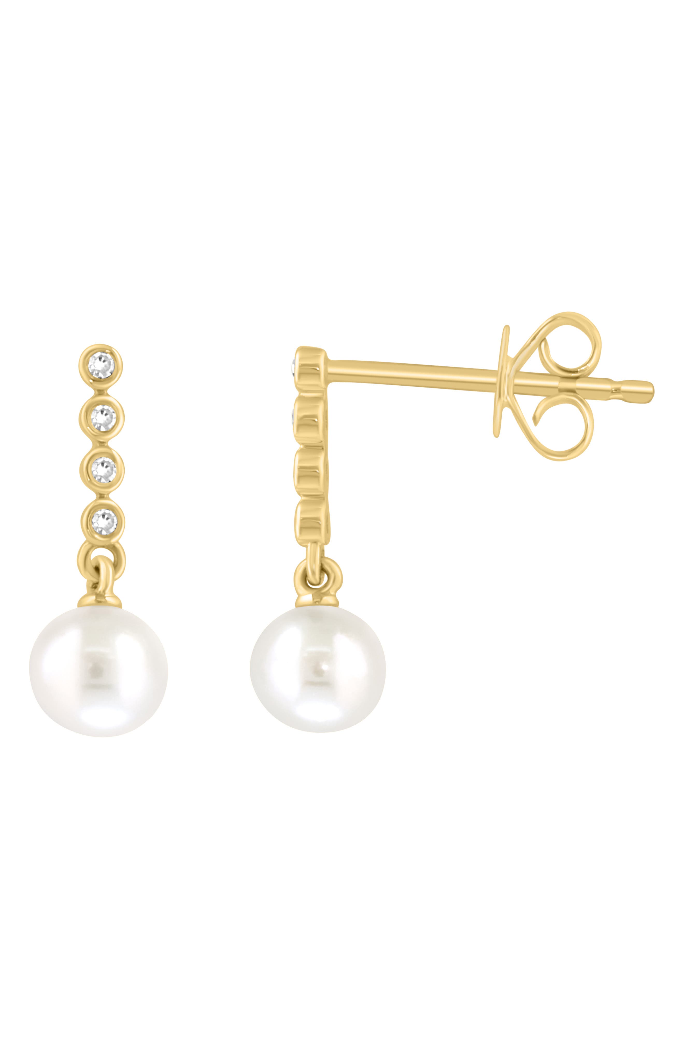 EFFY Diamond & Freshwater Pearl Drop Earrings (Women) | Nordstromrack