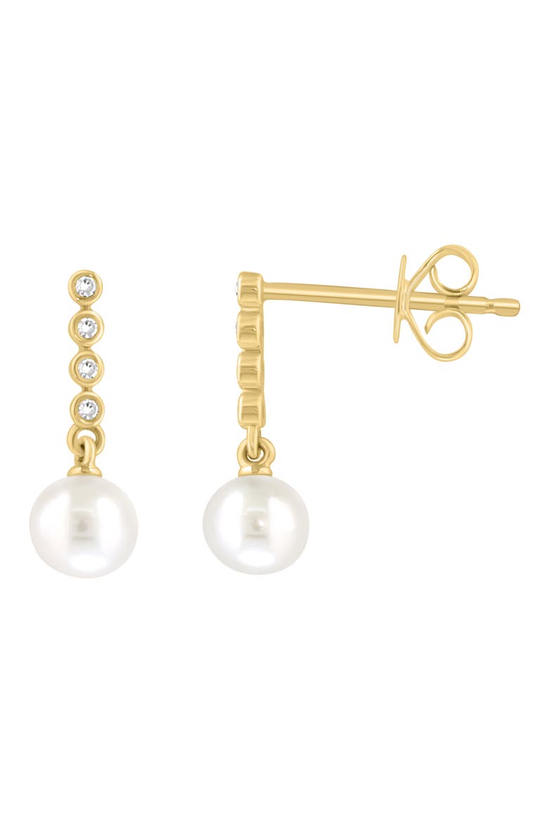 Diamond & Freshwater Pearl Drop Earrings, Alternate, color, WHITE