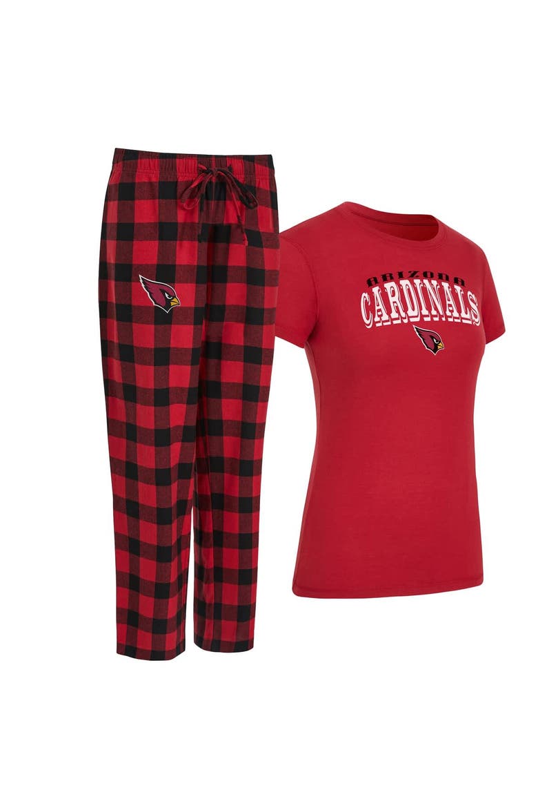 Women's Concepts Sport  Cardinal/Black Arizona Cardinals Avondale T-Shirt & Pants Flannel PJ Set, Main, color, Cardinal