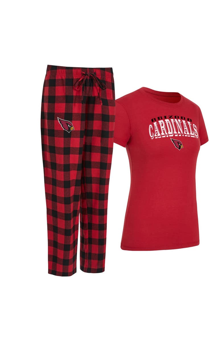 CONCEPTS SPORT Women's Concepts Sport  Cardinal/Black Arizona Cardinals Avondale T-Shirt & Pants Flannel PJ Set, Main, color, Cardinal