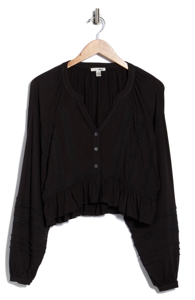 Amuse Society It's Showtime Knit Button-Up Shirt, Alternate, color, Black