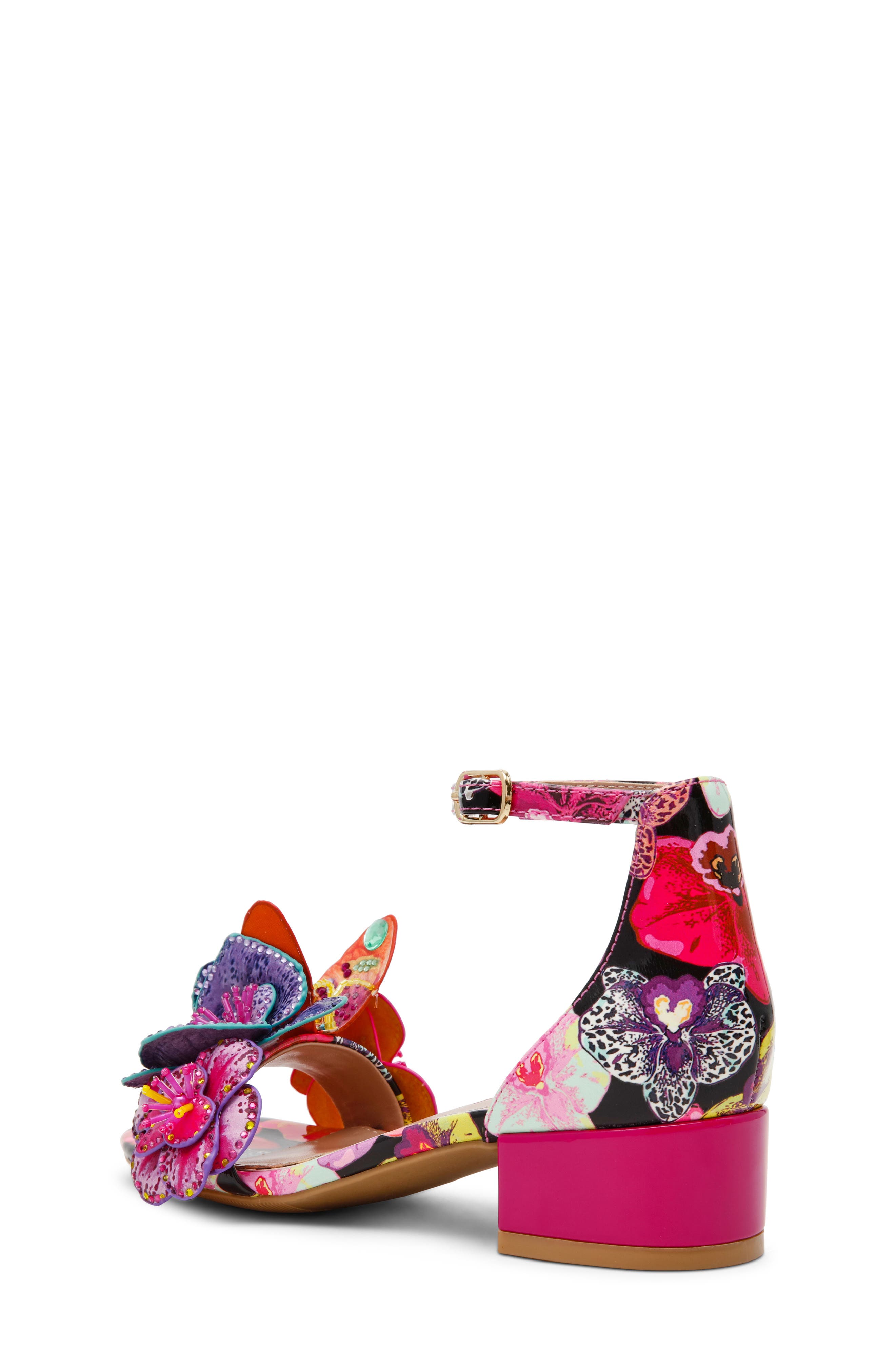 Betsey Johnson Kids' Camil Ankle Strap Sandal, Alternate, color, Black Multi