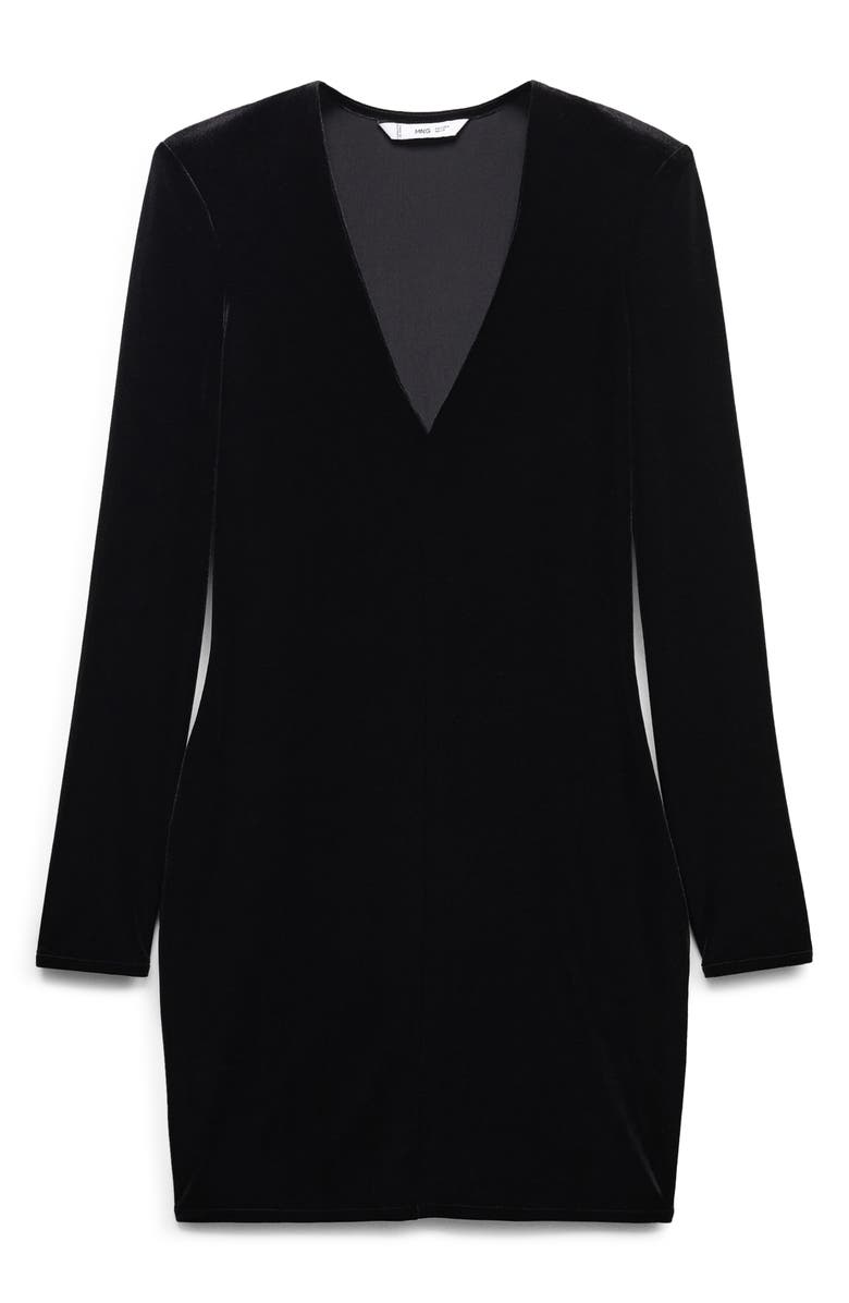 MANGO Shoulder Pad Long Sleeve Velvet Minidress, Alternate, color, 