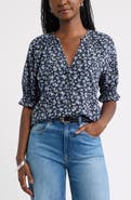 Caslon® Pintucked Short Sleeve Popover Top