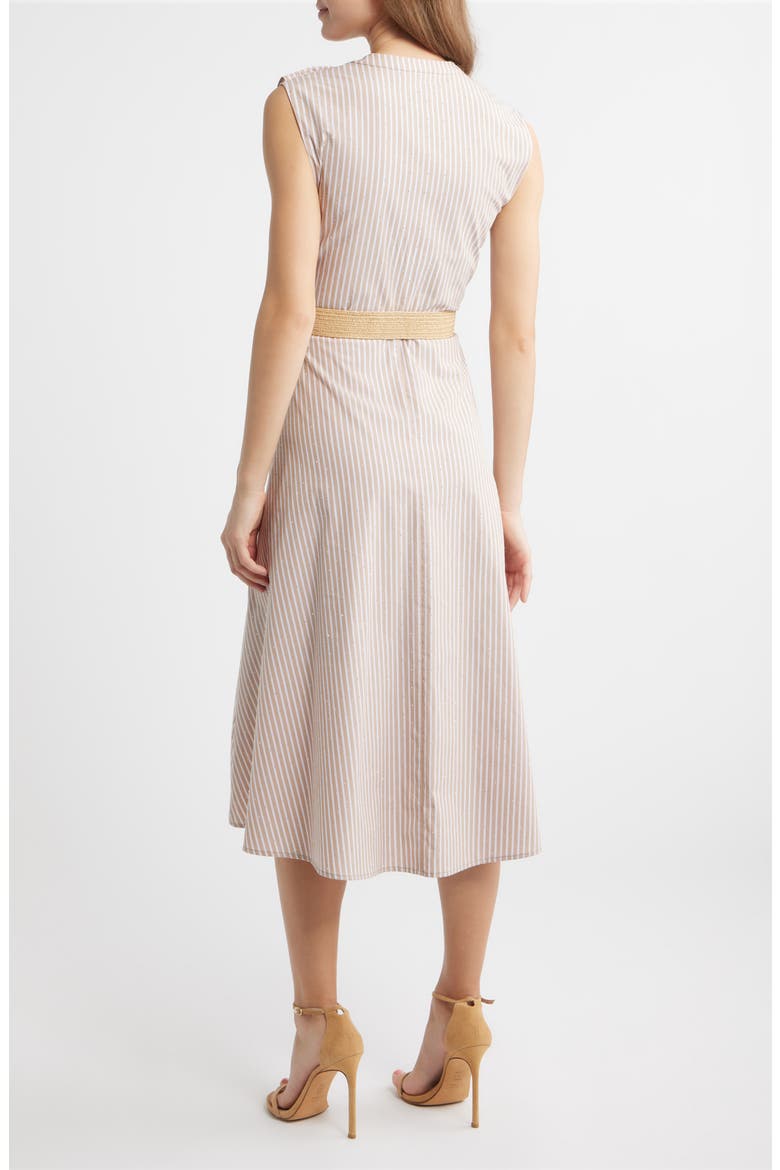 Stripe Rhinestone Detail Sleeveless Cotton Shirtdress, Alternate, color, TAUPE