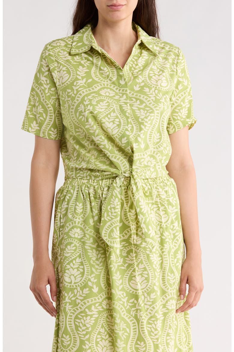 Tie Front Short Sleeve Button-Up Shirt, Main, color, MAGNIFIED PAISLEY PRINT