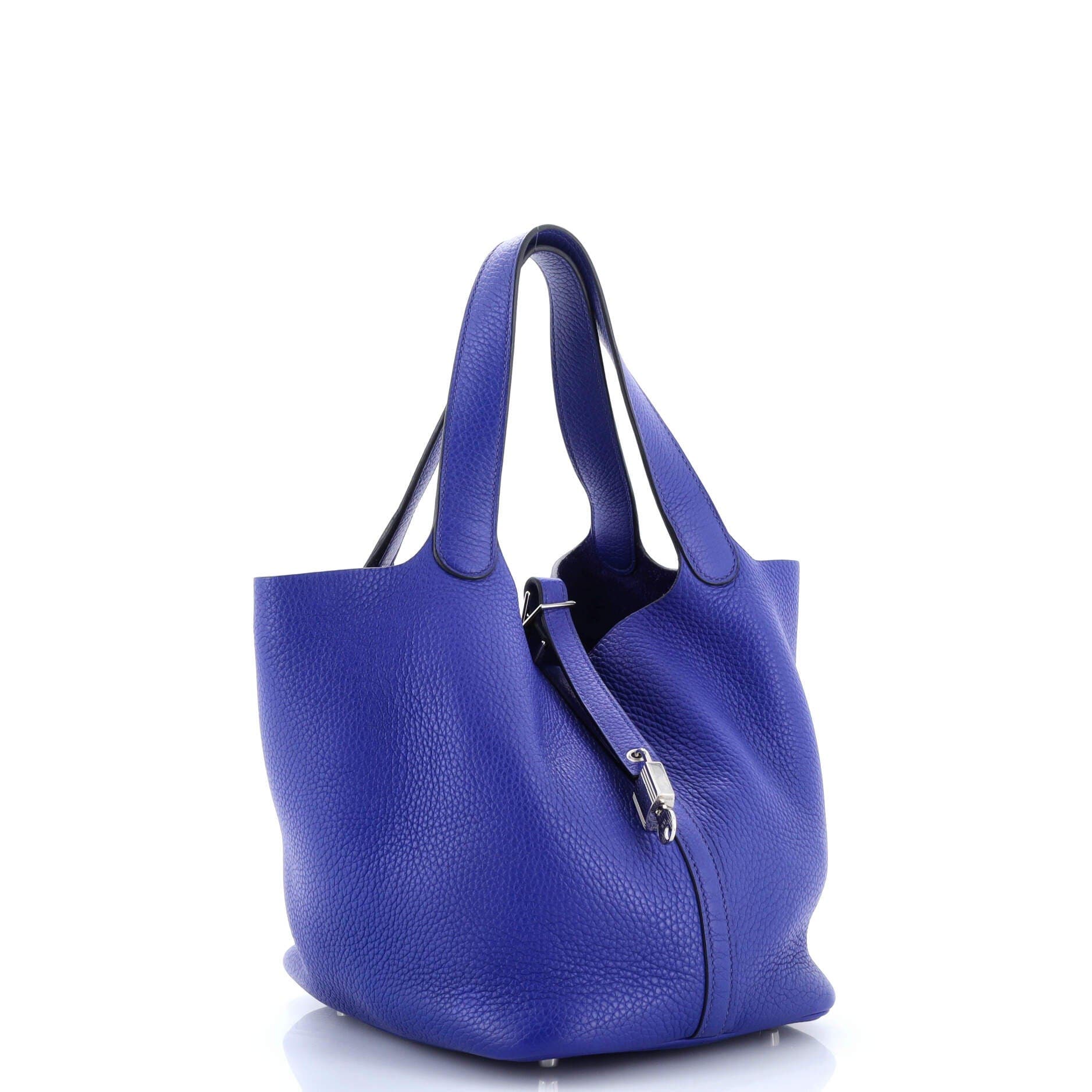 Pre-Owned Hermes Picotin Lock Bag Clemence MM, Alternate, color, Bleu Electrique