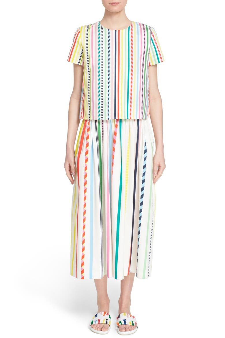 Candy Stripe Print Popover Dress, Main, color, MULTI