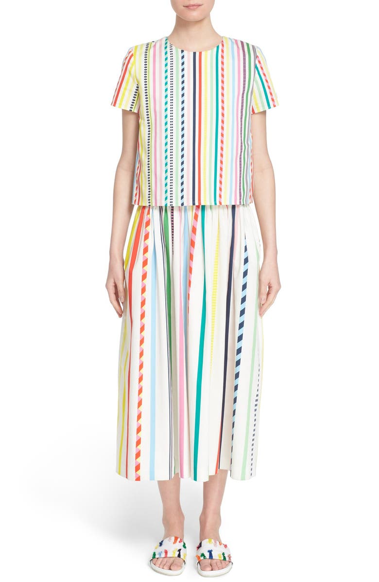 Mira Mikati Candy Stripe Print Popover Dress, Main, color, 