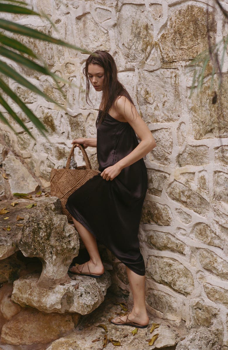 Vitamin A<sup>®</sup> Rhea Sleeveless Satin Cover-Up Maxi Dress, Alternate, color, Deep Earth