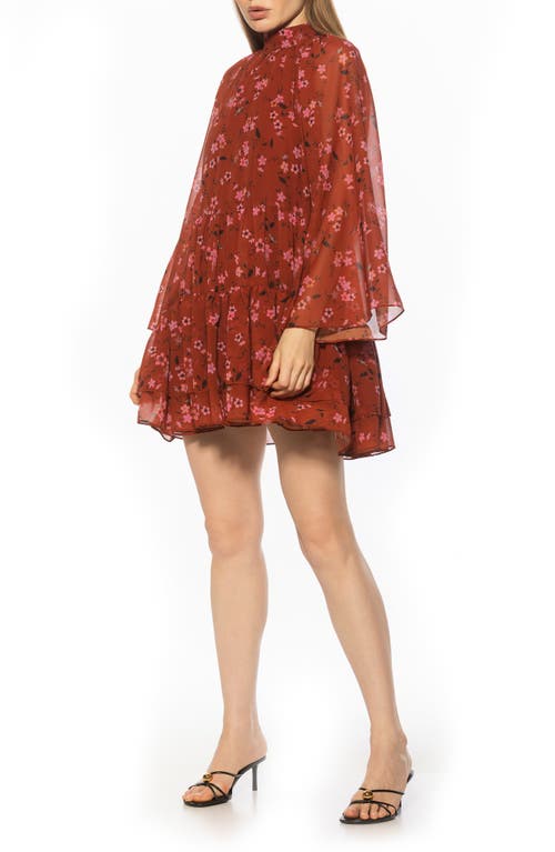Alexia Admor Pamela Long Sleeve Shift Dress In Brown