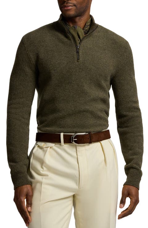 Bird's Eye Cashmere Half Zip Sweater