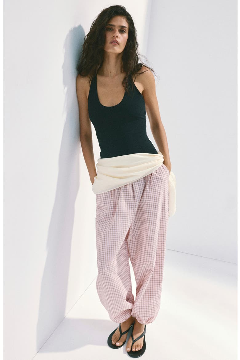 Checkered Slouchy Pants, Alternate, color, PASTEL PINK